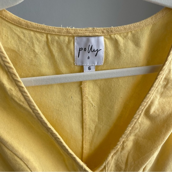 Princessp Polly Linen Button Front Sleeveless Romper / Playsuit in Butter Yellow - Picture 7 of 7